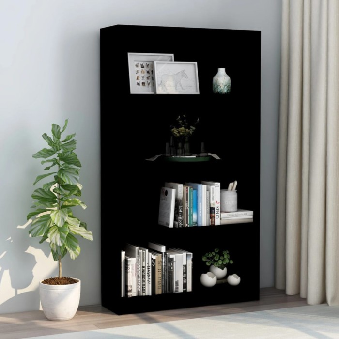 vidaXL Bibliotecă cu 4 rafturi, negru, 80x24x142 cm, lemn prelucrat 800910