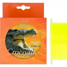 Nylon/fir monofilament Aqua Crocodile Fluo-Carp 300 m, galben fluo