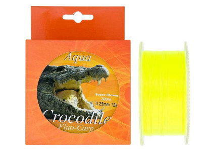 Nylon/fir monofilament Aqua Crocodile Fluo-Carp 300 m, galben fluo foto