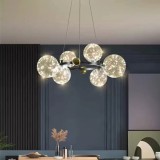 Lustra LED cu telecomanda NOEL, 52W, 6 Globuri, lumina Rece/Calda/Neutra, Dimabila, Negru, Inaltime Reglabila