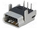 Conector USB B mini soclu pentru PCB THT MOLEX 90&deg; PIN 5