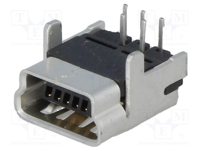 Conector USB B mini soclu pentru PCB THT MOLEX 90&deg; PIN 5