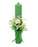 Lumanare pentru cununie botez, 35 cm, cu flori criogenate si plante naturale uscate (personalizabila cromatic si cu text)