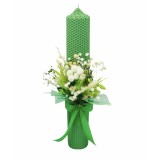 Lumanare pentru cununie botez, 35 cm, cu flori criogenate si plante naturale uscate (personalizabila cromatic si cu text)