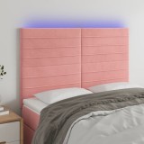 Cumpara ieftin Tăblie de pat cu LED, roz, 144x5x118/128 cm, catifea