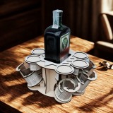 Suport Premium pentru Whiskey cu 6 Pahare si Sticla , Dispenser din Lemn pentru Bar
