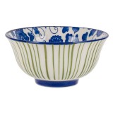 Mini bol pentru servire,ceramica,flori albastre,250 ml