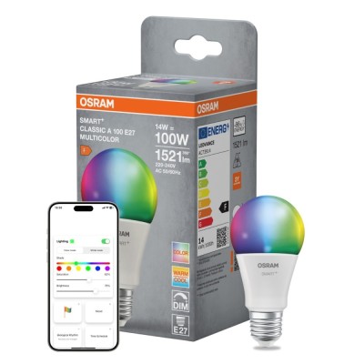 Bec inteligent LED RGB Osram Smart+ A100, 14W, E27 foto