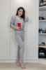 A706-182 Trening casual cu broderie in 2 piese, L/XL
