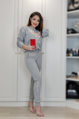 A706-182 Trening casual cu broderie in 2 piese foto