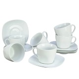 Set 6 Cesti cu Farfurii de Portelan de 200 ml