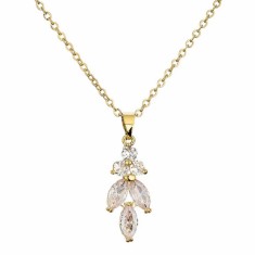 Colier Flower Petals Gold cu zirconii cubice foto