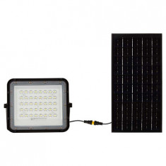 Proiector LED cu incarcare solara V-tac, 10W, 800lm, lumina neutra, 4000K, telecomanda, negru