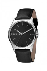 Esprit, Ceas quartz cu o curea de piele Essential, Negru foto