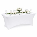 Husa pentru masa dreptunghiulara, culoare alba, elastica, dimensiune 180 x 70 x