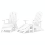 Cumpara ieftin Scaune de gradina Adirondack cu taburete, 2 buc., alb, HDPE