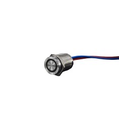Buton tactil piezoelectric SPST 16mm inox, LED rosu verde, NO, 12-24V DC, 0.2A, IP67, fara mentinere