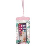 Husă telefon rezistentă la apă cu model tropical și confetti inimioare roz, 21.5x10.5cm, CMCLASS