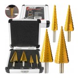 Set burghie metal conice in trepte, 4-32 mm, 4 piese, Verke