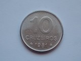 10 CRUZEIROS 1981 BRAZILIA, America Centrala si de Sud