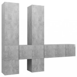 Cumpara ieftin Set de dulapuri TV, 7 piese, gri beton, lemn prelucrat