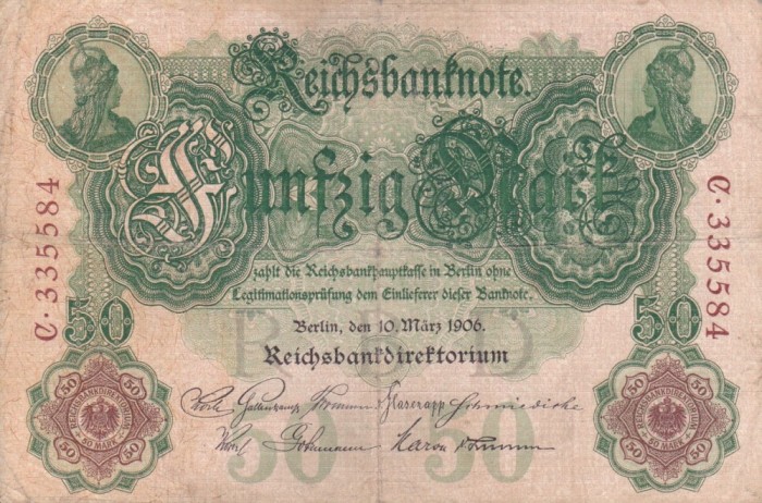 GERMANIA 50 marci 1906 VF!!!