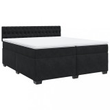 Cumpara ieftin Pat box spring cu saltea, negru, 200x200 cm, catifea