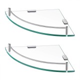 Cumpara ieftin Set2 rafturi de colt pentru baie KES, sticla securizata, otel