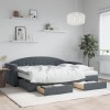 VidaXL Pat de zi cu extensie și sertare gri &icirc;nchis 80x200 cm catifea