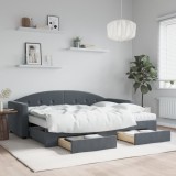 VidaXL Pat de zi cu extensie și sertare gri &icirc;nchis 80x200 cm catifea