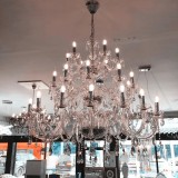 Candelabru Gerke, 32 lumini, metal/sticla/cristal, transparent/argintiu, 120 x 150 x 160 cm