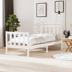 Cadru de pat pentru o persoana 3FT6, alb, 90x190 cm, lemn masiv GartenMobel Dekor