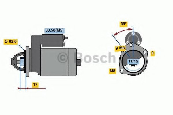 Starter PEUGEOT EXPERT caroserie (VF3A, VF3U, VF3X) (2007 - 2016) BOSCH 0 986 022 790