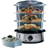 Aparat de gatit cu aburi Cook@Home 19270-56, 800 W, 9 l, Timer, Negru/Inox, Russell Hobbs