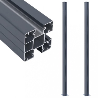 vidaXL St&amp;acirc;lpi de gard, 2 buc., gri &amp;icirc;nchis, 185 cm, aluminiu foto