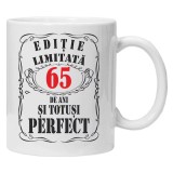 Cana alba personalizata &quot;editie limitata&quot;, 65 ani, INOVATIX&reg;️. 330ml, Oem