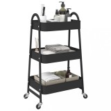 Gossi carucior de depozitare 3 niveluri negru 42x41,5x77 cm otel