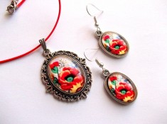 set bijuterii pandantiv , si cercei cu sticla 42717