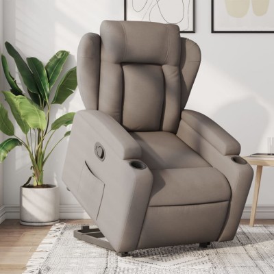 vidaXL Fotoliu rabatabil cu ridicare pe verticală, gri taupe, textil 3204490 foto