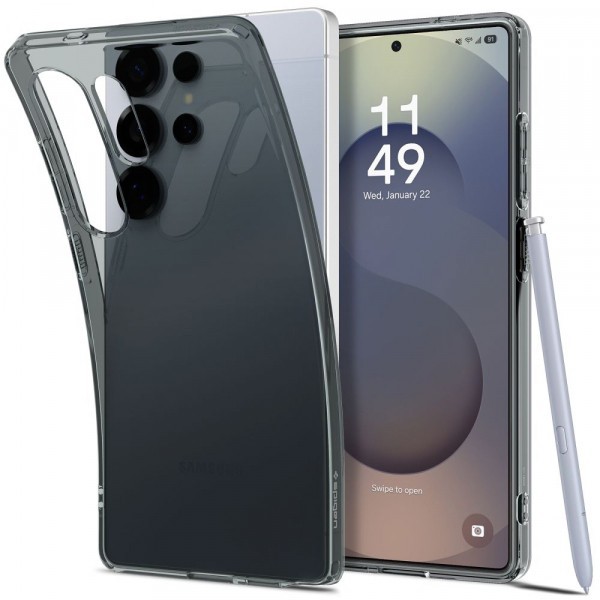 Husa pentru Samsung Galaxy S25 Ultra S938, Spigen, Liquid Crystal, Neagra Transparenta