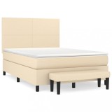 Cumpara ieftin Pat continental cu saltea, crem, 140x200 cm, material textil