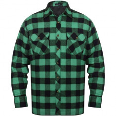 Cama?a de lucru barba?i captu?ita/flanel tartan verde-negru, marime L foto