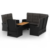 Cumpara ieftin Set mobilier relaxare gradina 4 piese cu perne poliratan negru