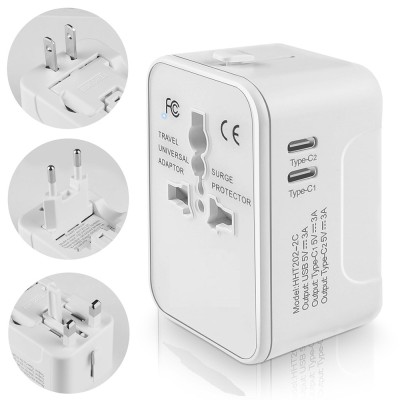 Adaptor priza EU la US, UK, AUS, 2 x USB-C, Techsuit, HHT202-2C foto
