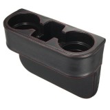 Cumpara ieftin Organizator auto cu suport pahare si compartimente pentru depozitare telefon si diverse obiecte mici din piele naturala, negru cu cusatura rosie