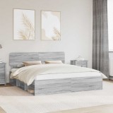 Cumpara ieftin Cadru de pat Sonoma gri 200 x 200 cm Lemn de pin masiv