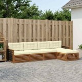 vidaXL Set de canapele de exterior cu pernă 5 pcs Natural și Crem 3383233