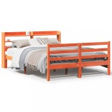 VidaXL Cadru pat fără saltea, maro ceruit, 135x190 cm, lemn masiv pin