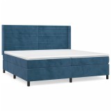 Cumpara ieftin Pat box spring cu saltea, albastru inchis, 200x200 cm, catifea