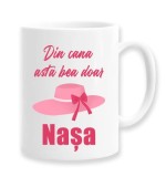 Cana alba personalizata &quot;Din cana astea bea doar Nasa&quot;, INOVATIX&reg;. 330ml